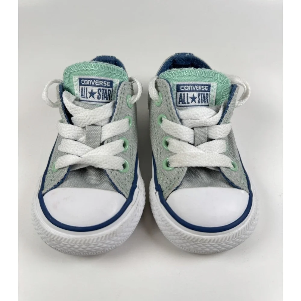 Converse All Star Double Tongue Shoes Chuck Taylor Size 4 Infant Gray mint green